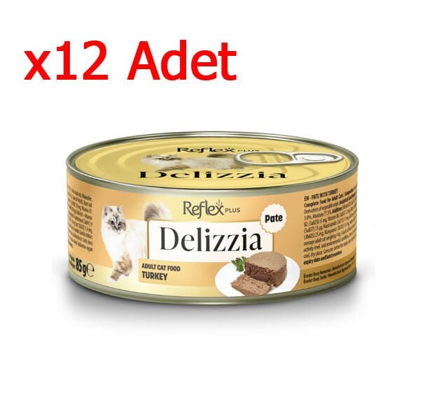 Reflex Plus Delizzia Hindi Etli Ezme Yetişkin Kedi Konservesi 85gr x 12 Adet