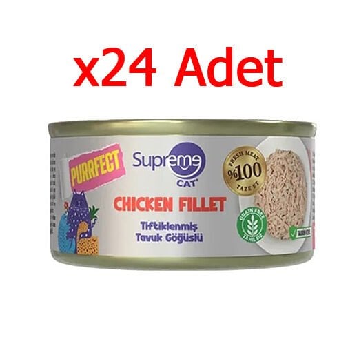 Supreme Cat Tiftiklenmiş Tavuk Göğüs Etli Yetişkin Kedi Konservesi 70gr x 24 Adet