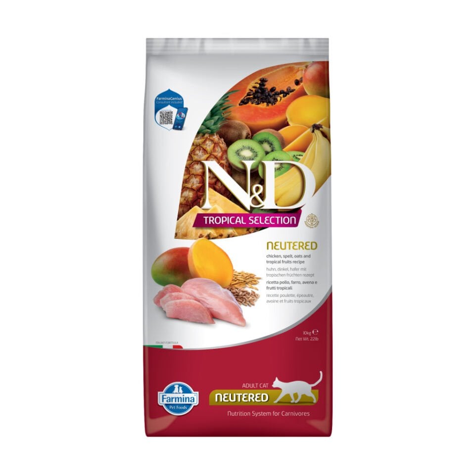 N&D Tropical Selection Tavuklu ve Tropikal Meyveli Kısırlaştırılmış Kedi Maması 10kg