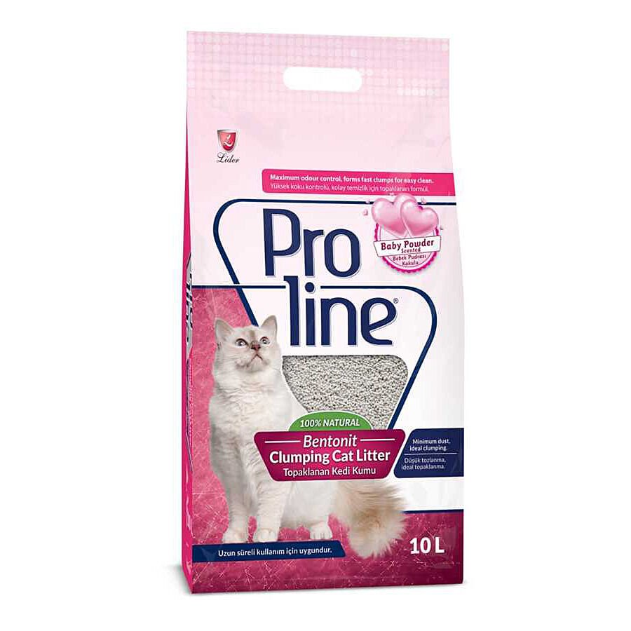 Proline Bebek Pudrası Kokulu Kalın Taneli Topaklanan Bentonit Kedi Kumu 10lt