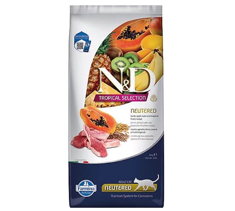 N&D Tropical Selection Kuzu Etli ve Tropikal Meyveli Kısırlaştırılmış Kedi Maması 10kg