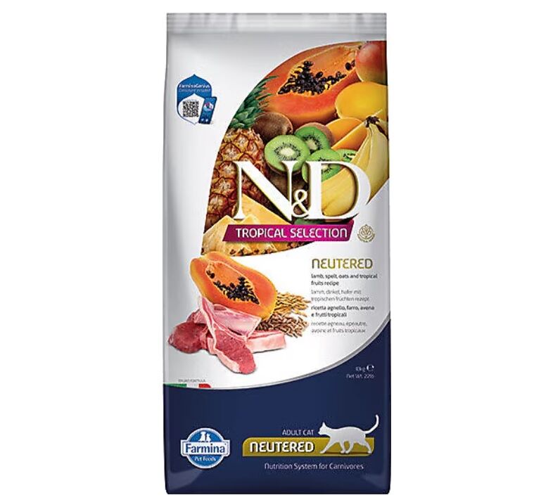 N&D Tropical Selection Kuzu Etli ve Tropikal Meyveli Kısırlaştırılmış Kedi Maması 10kg