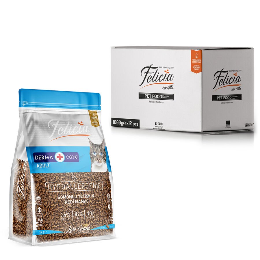 Felicia Yetişkin Somonlu Kedi Maması 12 Adet x 1kg (12kg)
