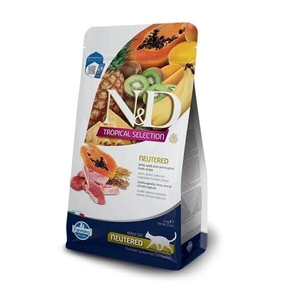 N&D Tropical Selection Kuzu Etli ve Tropikal Meyveli Kısırlaştırılmış Kedi Maması 1,5kg