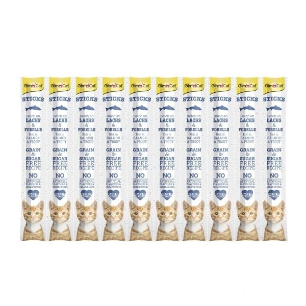 GimCat Sticks Somonlu ve Alabalıklı Kedi Ödül Çubuğu 50gr (10'lu)